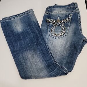 Big Star Women's Blue Boot Cut Jeans with Embellished Pockets